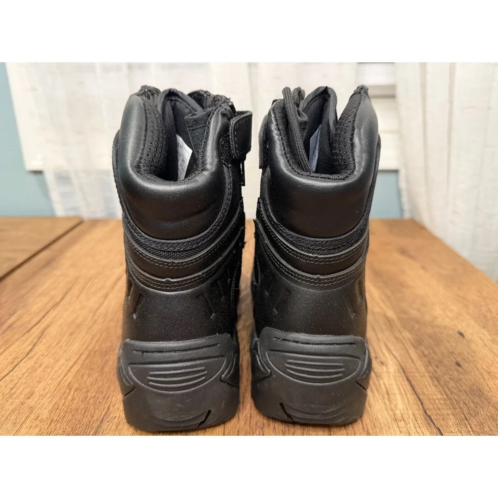 NORTIV8 Black Work Boots Men's Side Zip Lace Up Combat Tactical Size 6.5‎